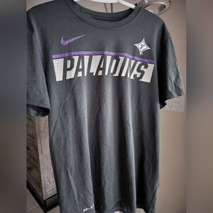 Nike Furman University Football Team. Dark Gray & Purple T-Shirt.